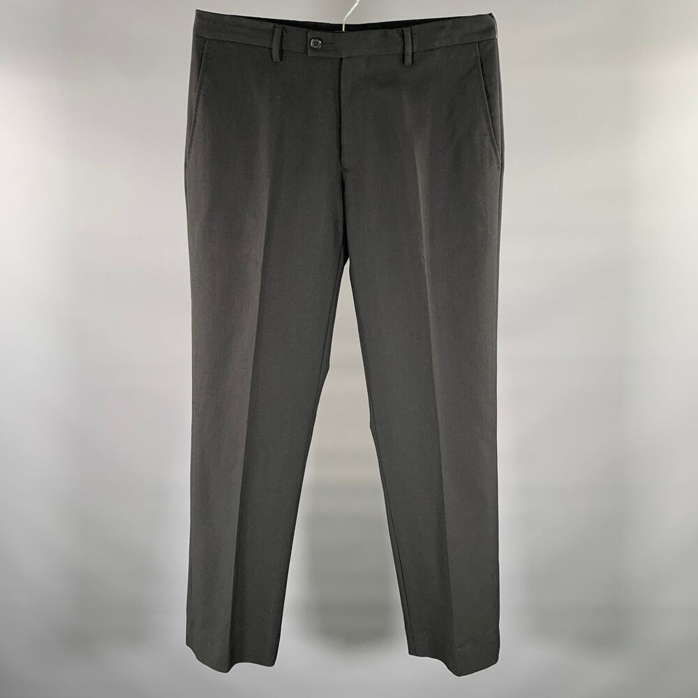 CALVIN KLEIN COLLECTION Size 33 Black Wool Mohair Zip Fly Dress Pants